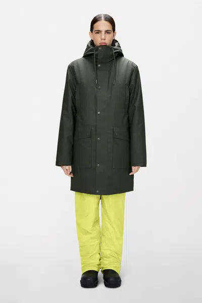 Rains Nome Long Parka In Green