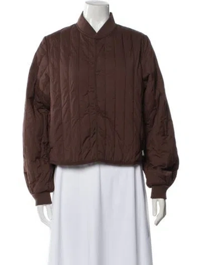 Pre-owned Rains Nylon Bomber Jacket In Brown