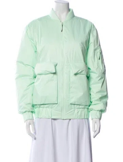 Pre-owned Rains Nylon Bomber Jacket In Green
