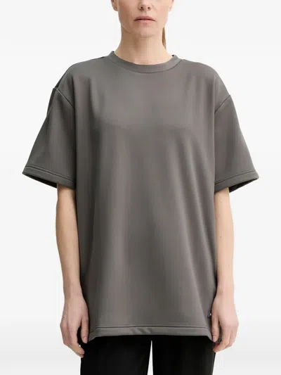 Rains Oversized Logo-patch T-shirt In Gray