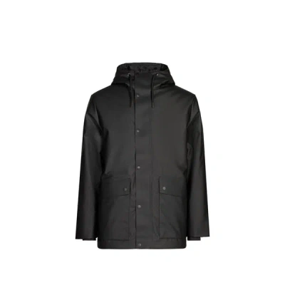 Rains Parka Droite À Capuche In Black