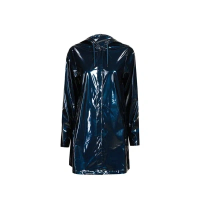 Rains Parka Longue Vernie In Blue