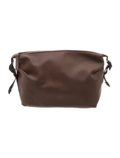 Pre-owned Rains Patent Leather Portfolio In Brown