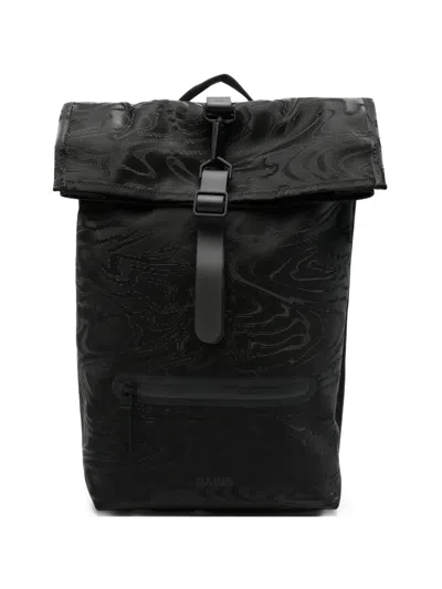 Rains Pattern Backpack In Black