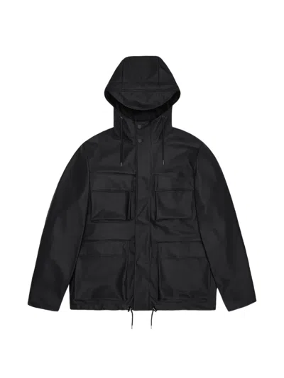 Rains Pocket Hooded Jacket In Black