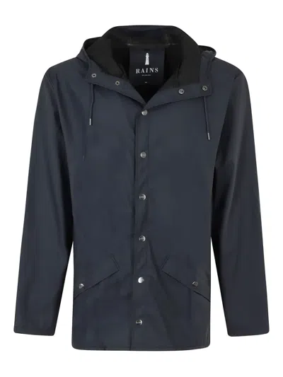 Rains Press-stud Hooded Raincoat In Blue