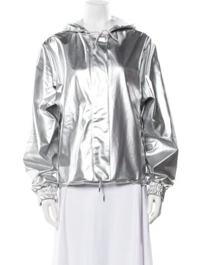 Pre-owned Rains Printed Bomber Jacket In Silver