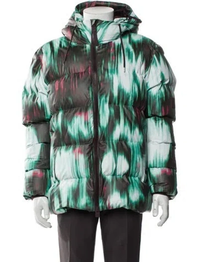 Pre-owned Rains Puffer Coat In Green