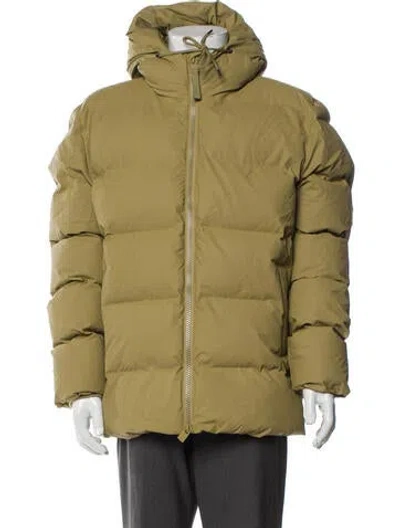 Pre-owned Rains Puffer Coat In Green