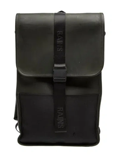 Pre-owned Rains Pvc Backpack In Black/green