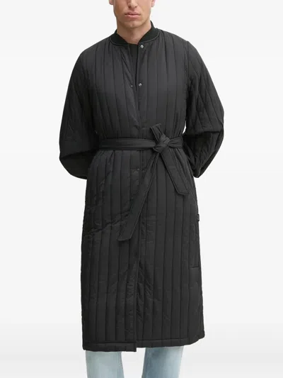Rains Quilted Belted Coat In Black