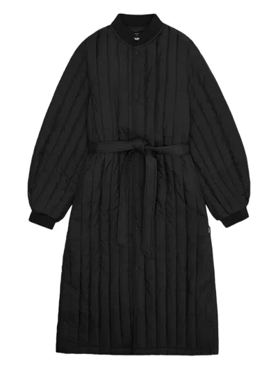 Rains Quilted Belted Coat In Black