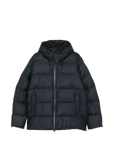 Rains Quilted Hooded Jacket In Yellow