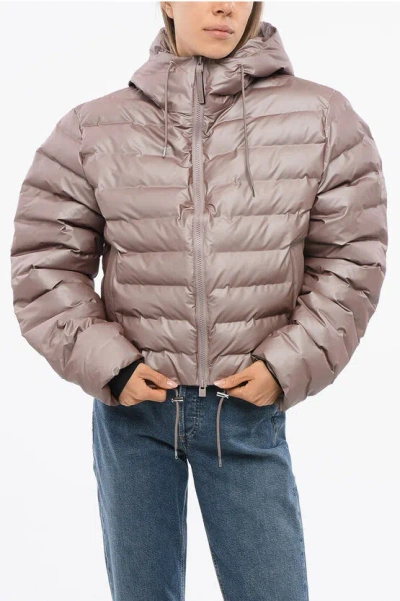 Rains Quilted Lohja Padded Jacket With Hood In Brown