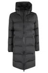 Rains Quilted Long Puffer Jacket In Black