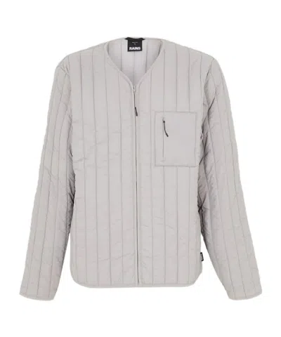 Rains Quilted Long-sleeved Casual Jacket In White