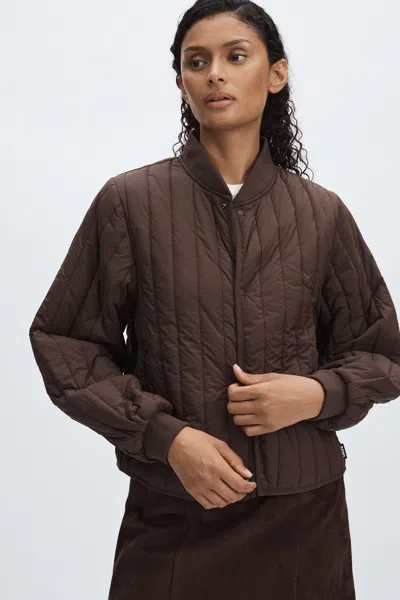Rains Banja Liner Bomber W Jacket In Dark Brown