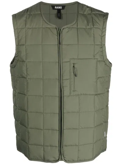 Rains Quilted Utility Gilet In Green