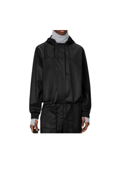 Rains Raincoat Short Woman  String W Jacket Black Grain