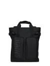 Rains Rectangular Black Minimalist Backpack In Black