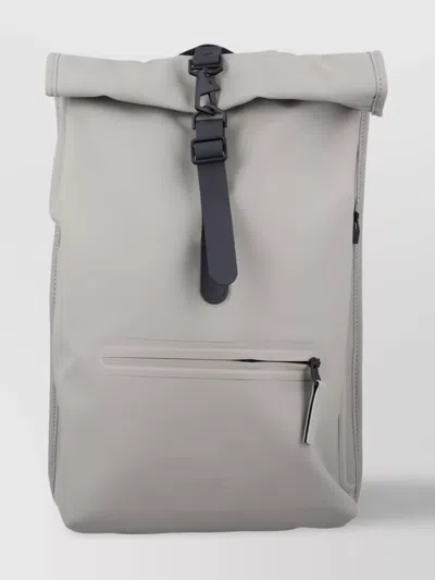 Rains Rolltop Backpack Adjustable Zip Pockets In Drift