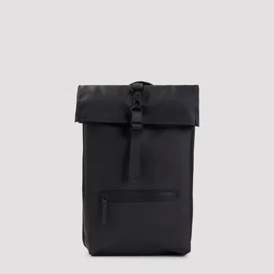 Rains Rolltop Backpack With Carabiner Closure, Waterproof Pu, 46 Cm In Black