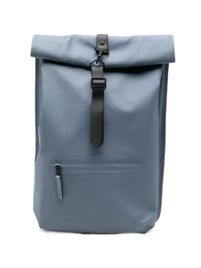 Rains Rolltop Buckle Backpack In Blue