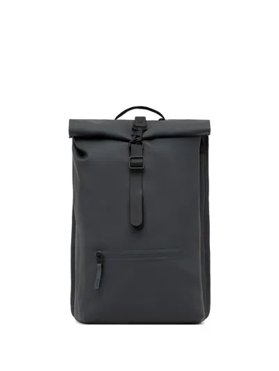 Rains Rolltop Buckled Backpack In Black
