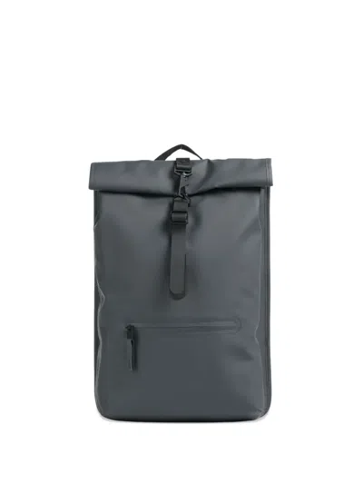 Rains Roll-top Carabiner-clip Backpack In Gray