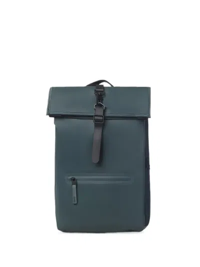 Rains Rolltop Carabiner-fastening Backpack In Blue