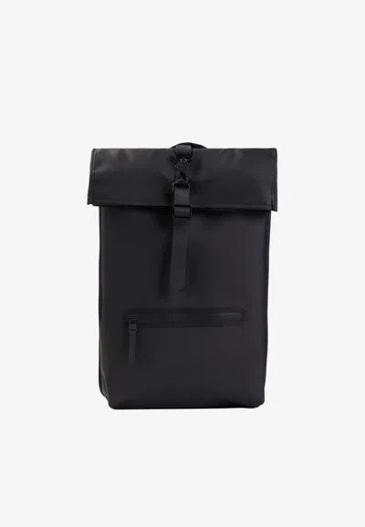 Rains Rolltop Rucksack Backpack In Black