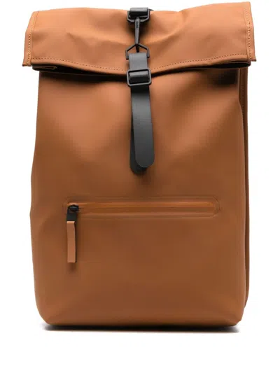 Rains Rolltop Rucksack Backpack In Brown