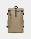 Rains Large Rolltop Buckled Backpack In Brown