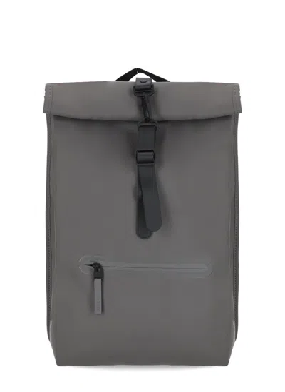 Rains Rolltop Rucksack Logo In Grey