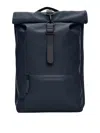 Rains Navy Rolltop Rucksack 13320 In Dark Blue