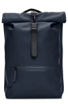 Rains Rolltop Waterproof Rucksack In Blue