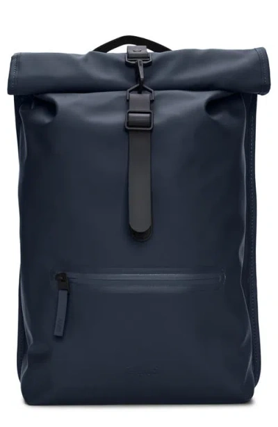 Rains Rolltop Waterproof Rucksack In Blue