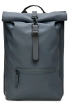 Rains Rolltop Waterproof Rucksack In Blue