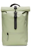 Rains Rolltop Waterproof Rucksack In Earth