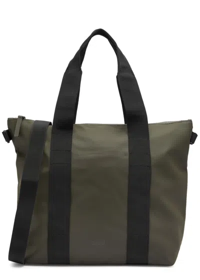 Rains Rush Rubberised Tote In Dark Green