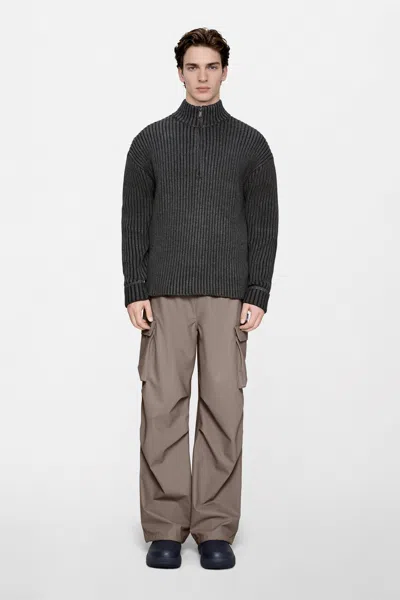 Rains Sapa Half Zip Knit In Dark Grey / Black