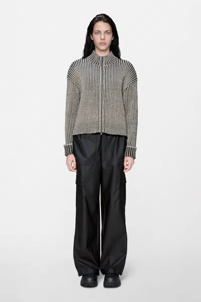 Rains Sapa Knit W Zip Cardigan In Black
