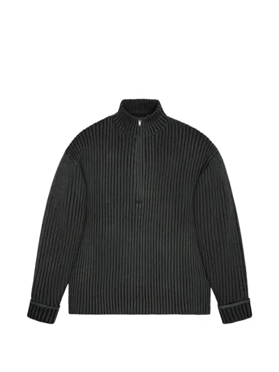 Rains Sapa Ribbed Half-zip Sweater In Gray