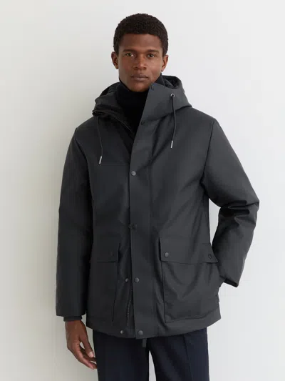 Rains Structured Water-repellent Parka With Cargo Pockets In Gray