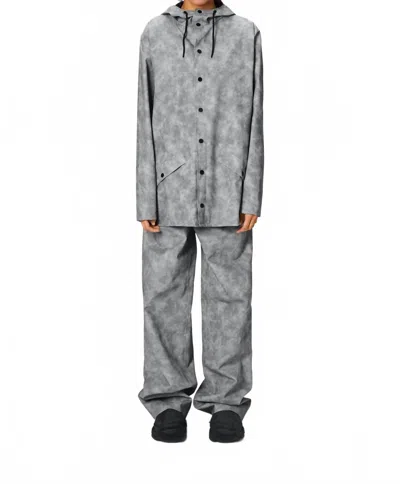 Rains Snap Closure Raincoat Jacket In Distressed Grey In Multi