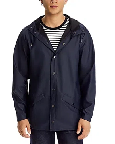 Rains Snap Front Jacket In Blue