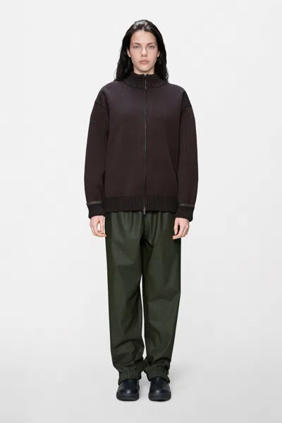Rains Sowa Knit Zip Cardigan In Bark / Black