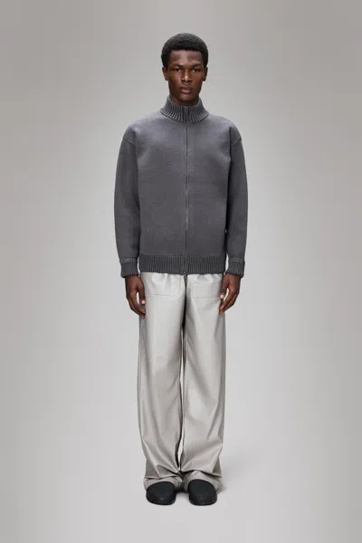 Rains Sowa Knit Zip Cardigan In Gray
