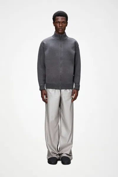 Rains Sowa Knit Zip Cardigan In Gray