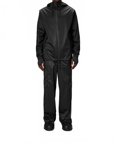 Rains Storm Breaker Elasticated Cuffs Raincoat In Black Grain